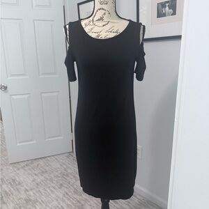 White House Black Market Black Sheath Dress Cold Shoulder Sleeveless